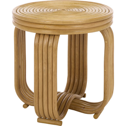 Alma Round Accent Table by HedgeApple Essentials in natural. Made from semisanded rattan in a unique style.