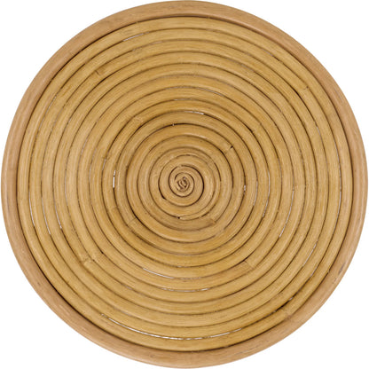 Alma Round Accent Table by HedgeApple Essentials in natural. Made from semisanded rattan in a unique style.
