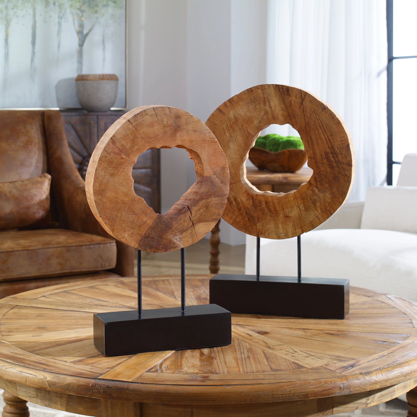 007 S-252433 | Lifestyle | Ashlea Wooden Sculptures (Set of 2) by Uttermost. Made from mango wood, iron in a cottage & farmhouse style.