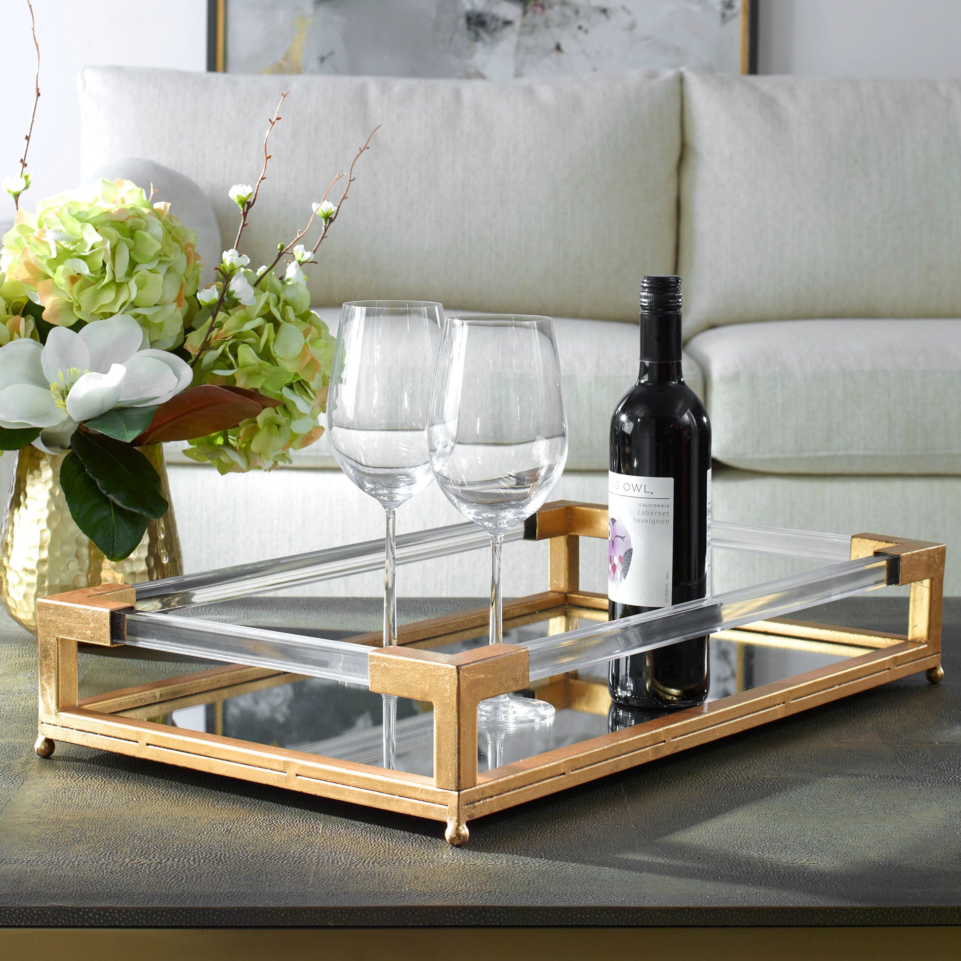 Balkan Mirrored Tray by Uttermost. Made from metal, acrylic, mdf in a modern style.