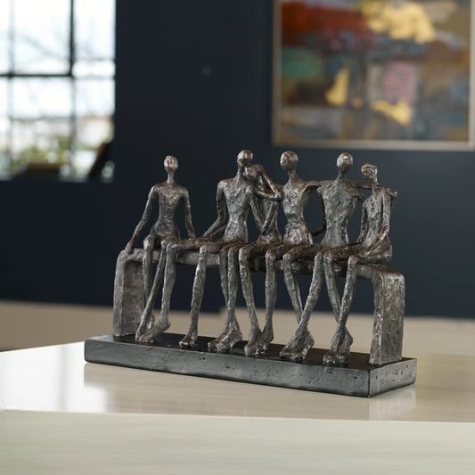 Camaraderie Figurine by Uttermost in silver. Made from resin in a modern style.