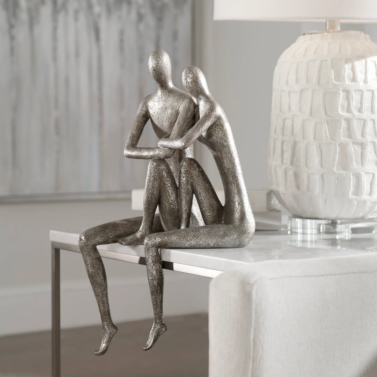 004 S-338729 | Lifestyle | Courtship Figurine by Uttermost in nickel. Made from resin in a modern style.