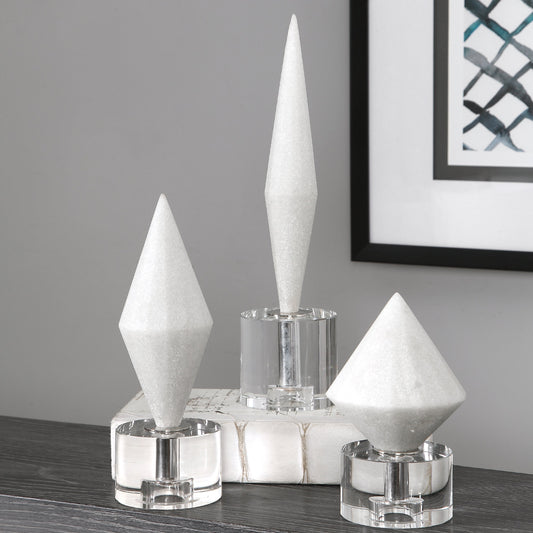 Alize Stone Sculptures by Uttermost in white. Made from resin, crystal in a eclectic & global style.