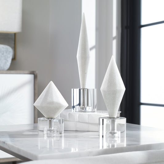 Alize Stone Sculptures by Uttermost in white. Made from resin, crystal in a eclectic & global style.