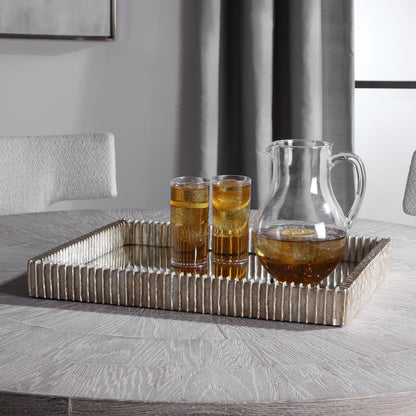 Talmage Mirrored Tray by Uttermost in silver. Made from polyresin, mirror, mdf in a modern style.