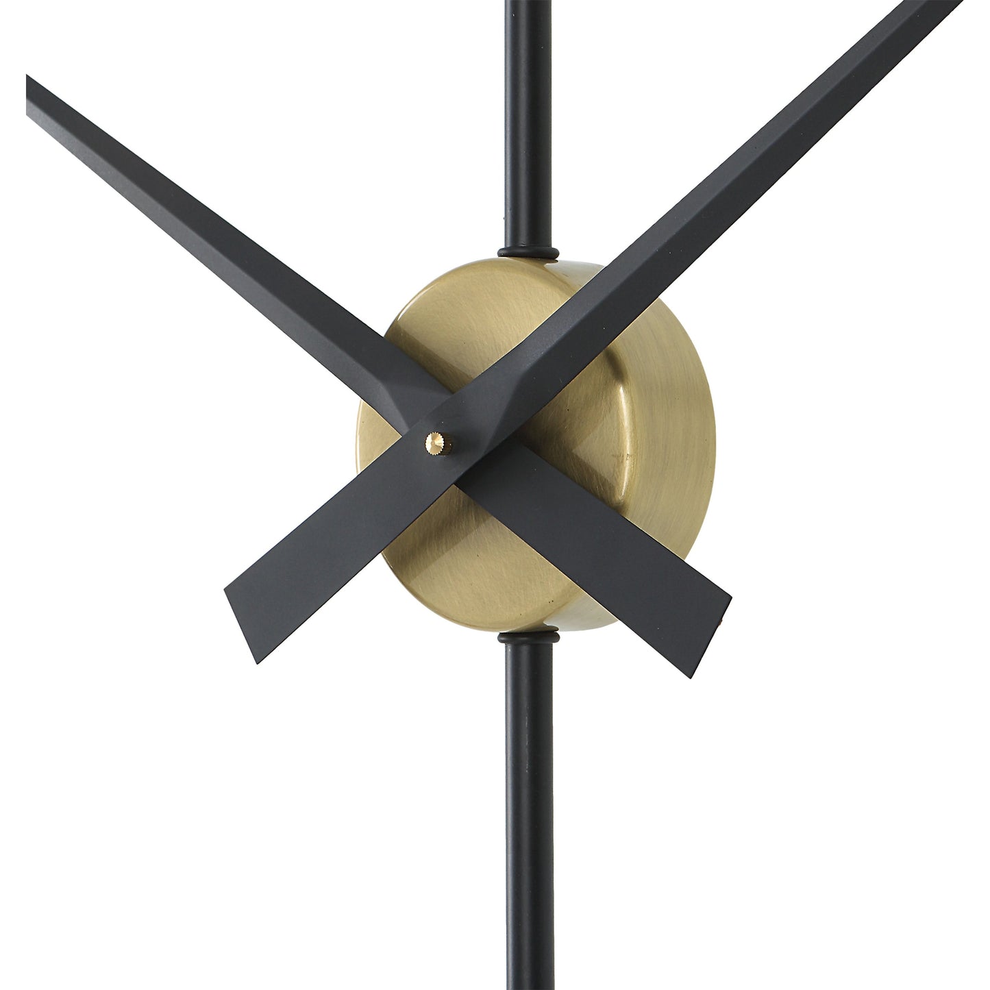 002 SI-1981157 | Closeup | Time Flies Wall Clock by Uttermost in brushed brass, satin black. Made from iron in a modern style.