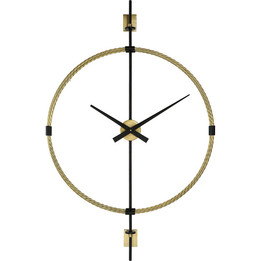 Time Flies Wall Clock by Uttermost in brushed brass, satin black. Made from iron in a modern style.