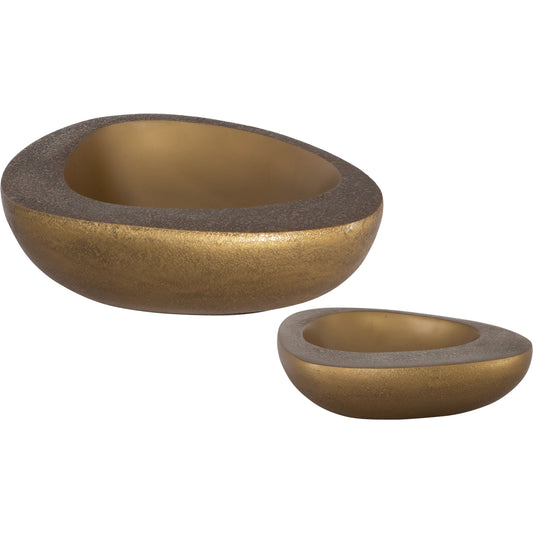 Ovate Bowls by Uttermost in brass. Made from aluminum in a modern style.