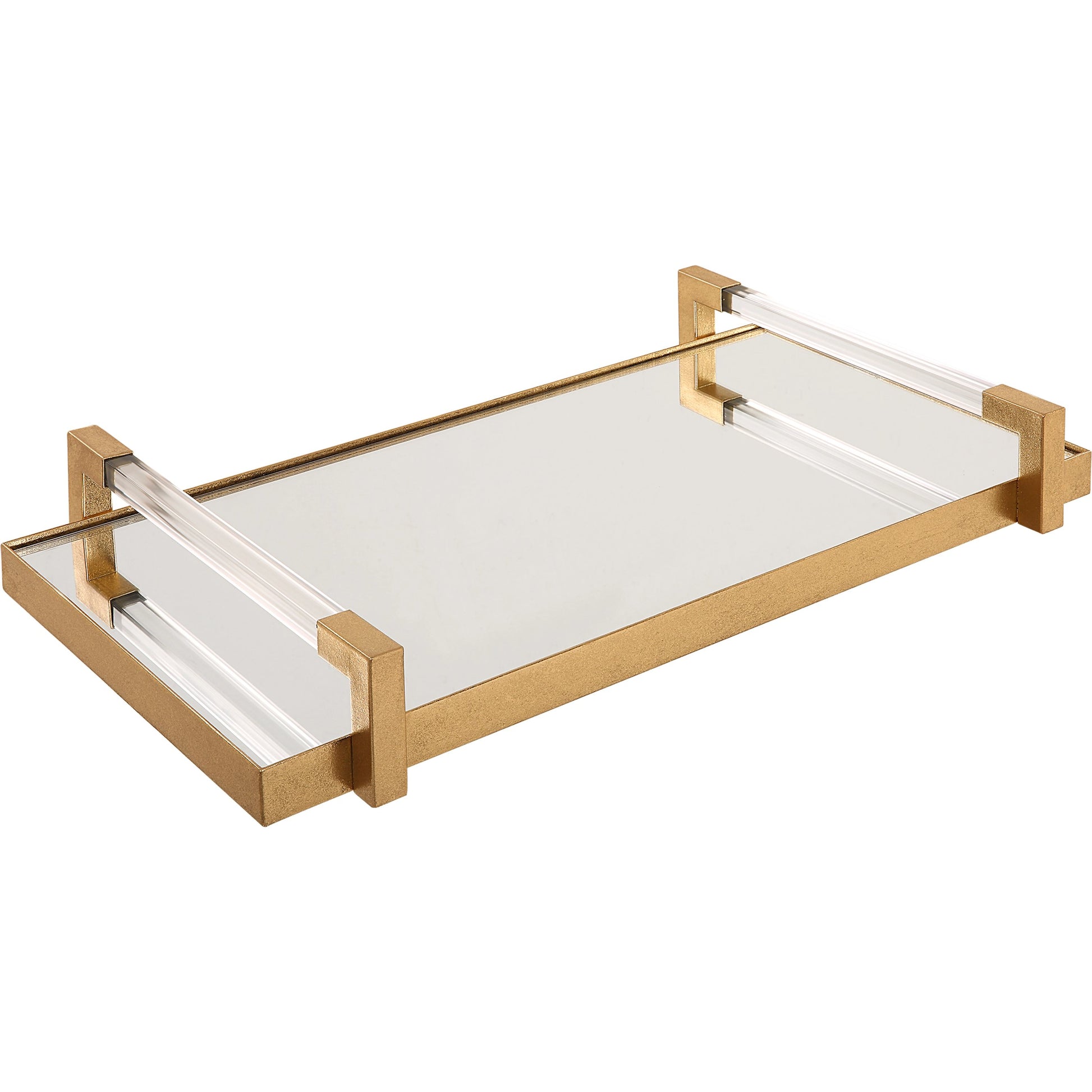 Deki Tray by Uttermost in gold. Made from iron, mirror, acrylic in a modern style.