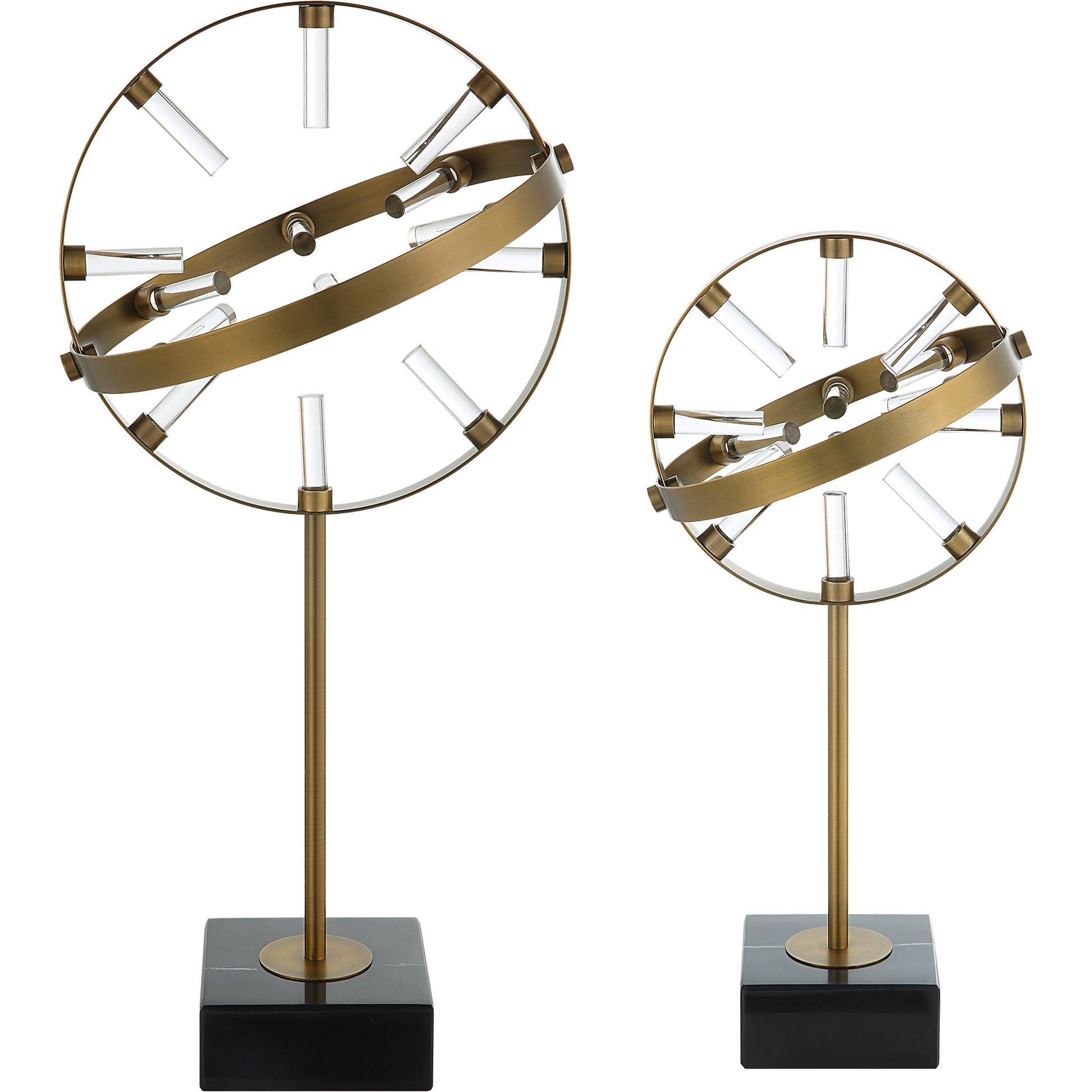Realm Spherical Sculptures by Uttermost in brass. Made from marble, metal, glass in a modern style.