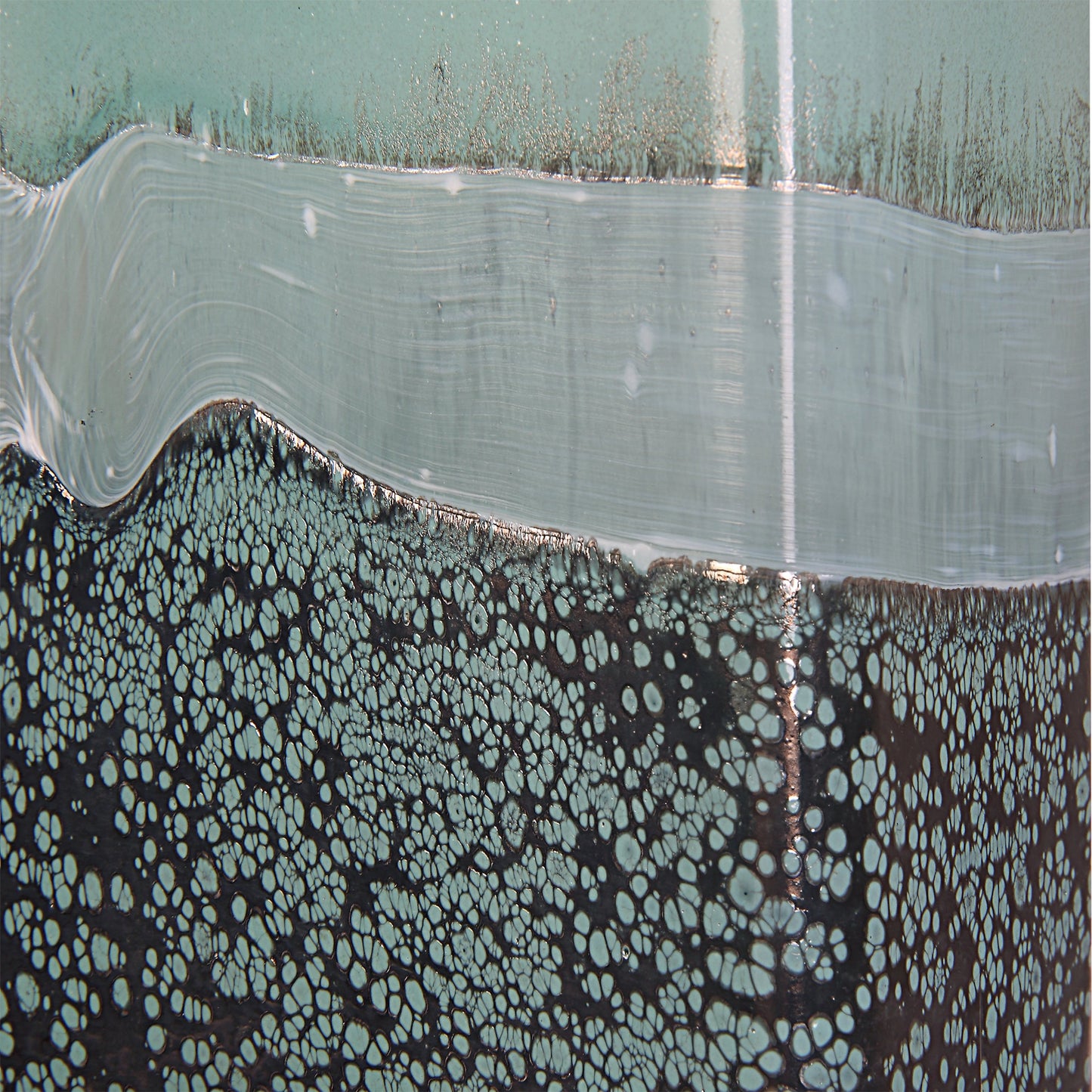 003 SI-2108098 | Closeup | Fuze Vases by Uttermost in aqua, bronze. Made from glass in a modern style.