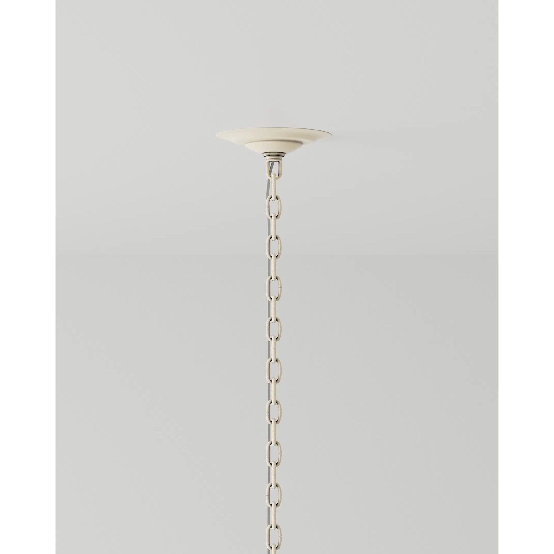 Calliope Chandelier by Currey and Company in coco cream. Made from wrought iron in a modern style.
