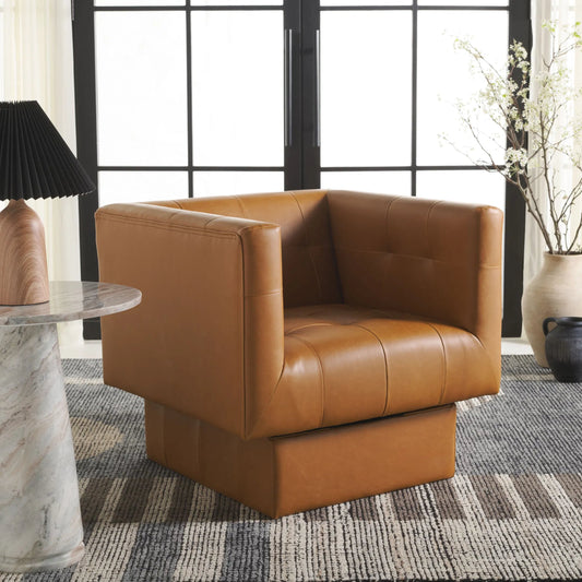 Cottle Swivel Accent Chair by HedgeApple Essentials in caramel. Made from unique in a unique style.