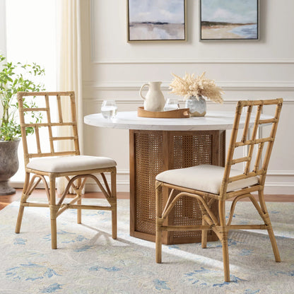Dudley Accent Chair with Cushion (Set of 2) by HedgeApple Essentials. Made from rattan, 60% cotton, 40% polyester in a unique style.