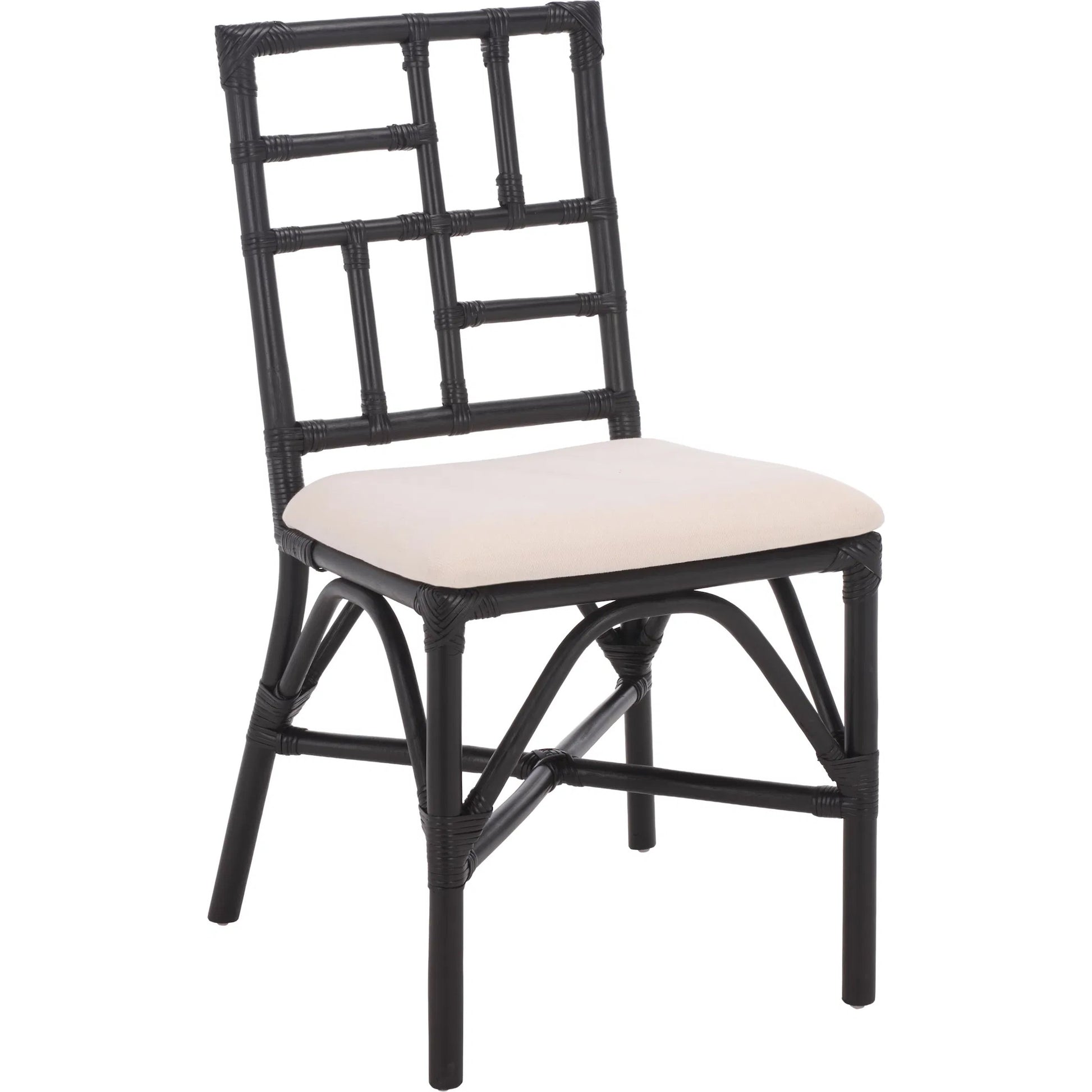Dudley Accent Chair with Cushion (Set of 2) by HedgeApple Essentials. Made from rattan, 60% cotton, 40% polyester in a unique style.
