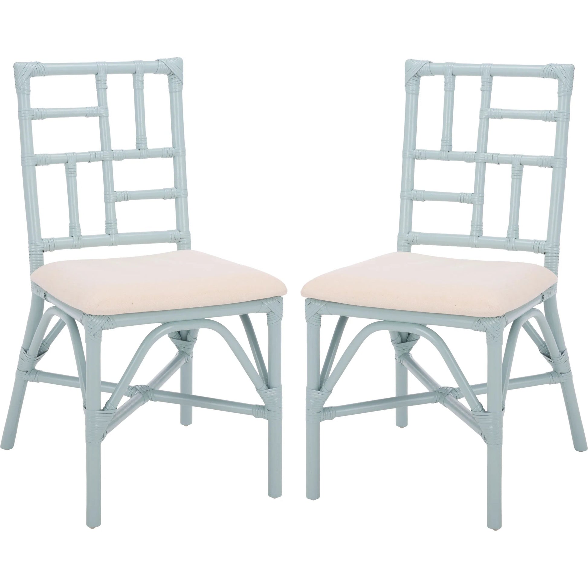 Dudley Accent Chair with Cushion (Set of 2) by HedgeApple Essentials. Made from rattan, 60% cotton, 40% polyester in a unique style.