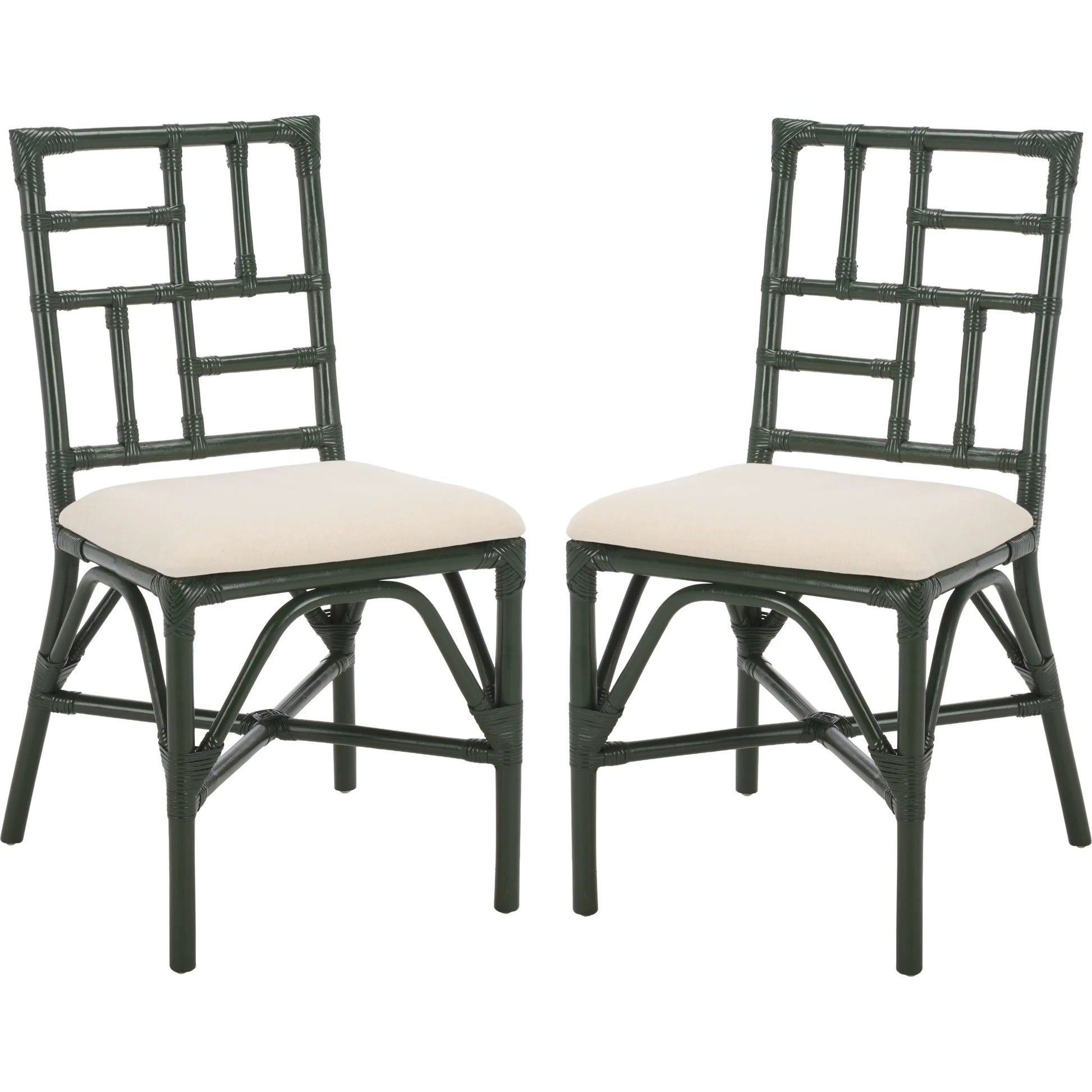 Dudley Accent Chair with Cushion (Set of 2) by HedgeApple Essentials. Made from rattan, 60% cotton, 40% polyester in a unique style.