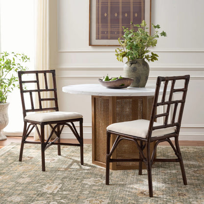 Dudley Accent Chair with Cushion (Set of 2) by HedgeApple Essentials. Made from rattan, 60% cotton, 40% polyester in a unique style.