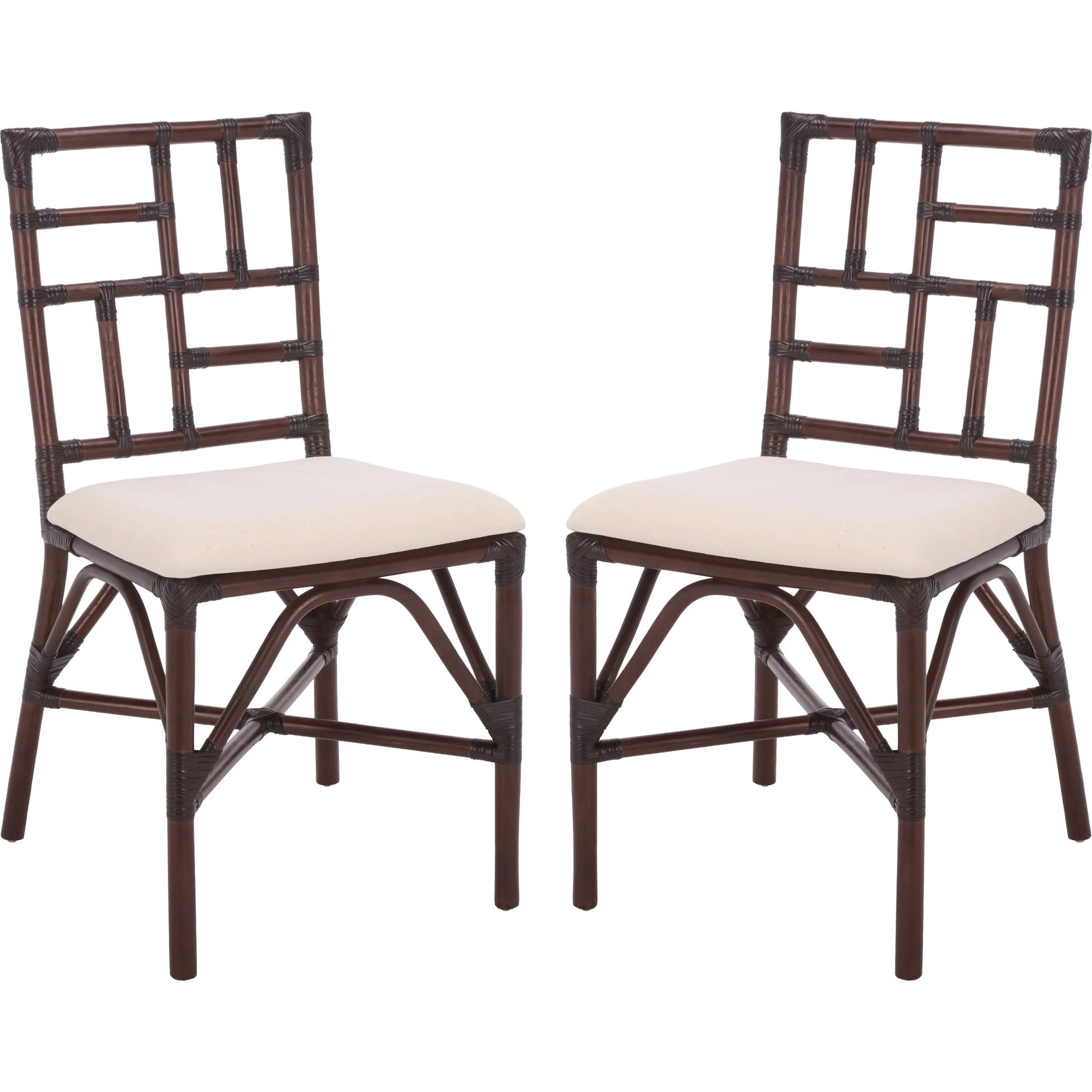 Dudley Accent Chair with Cushion (Set of 2) by HedgeApple Essentials. Made from rattan, 60% cotton, 40% polyester in a unique style.