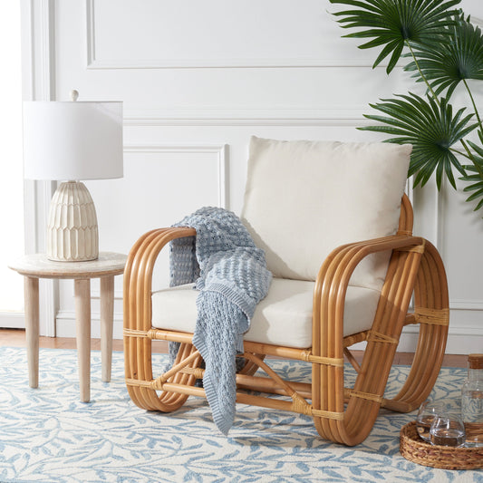 Parke Accent Chair by HedgeApple Essentials in natural, white. Made from 60% cotton, 40% polyester, feather blend foam, jawait in a modern style.