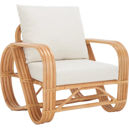 Parke Accent Chair by HedgeApple Essentials in natural, white. Made from 60% cotton, 40% polyester, feather blend foam, jawait in a modern style.