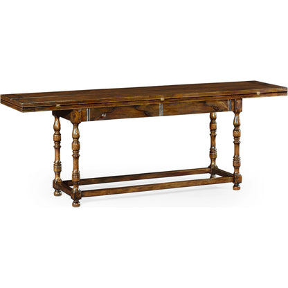 Casual Accents Small Walnut Hunt Table by Jonathan Charles in brown and medium walnut country distressed. Made from acacia in a traditional style.