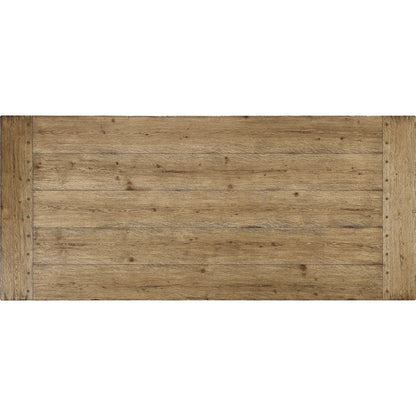 124" Echo Canyon Rectangular Dining Table by Jonathan Charles in faded oak. Made from oak veneer in a transitional style.