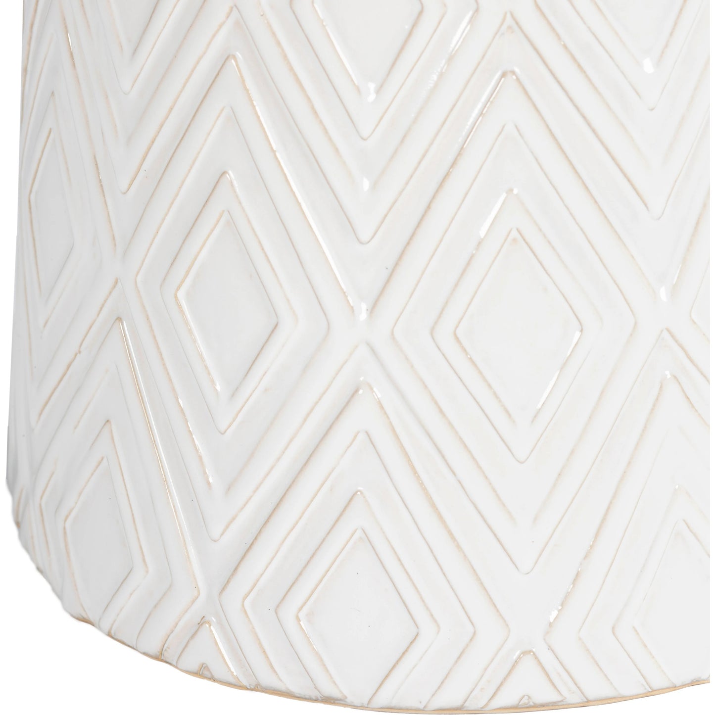 005 SI-1914454 | Closeup | Cali Indoor/Outdoor by Surya in white and glazedglazed. Made from top: ceramic, base: ceramic in a modern style.