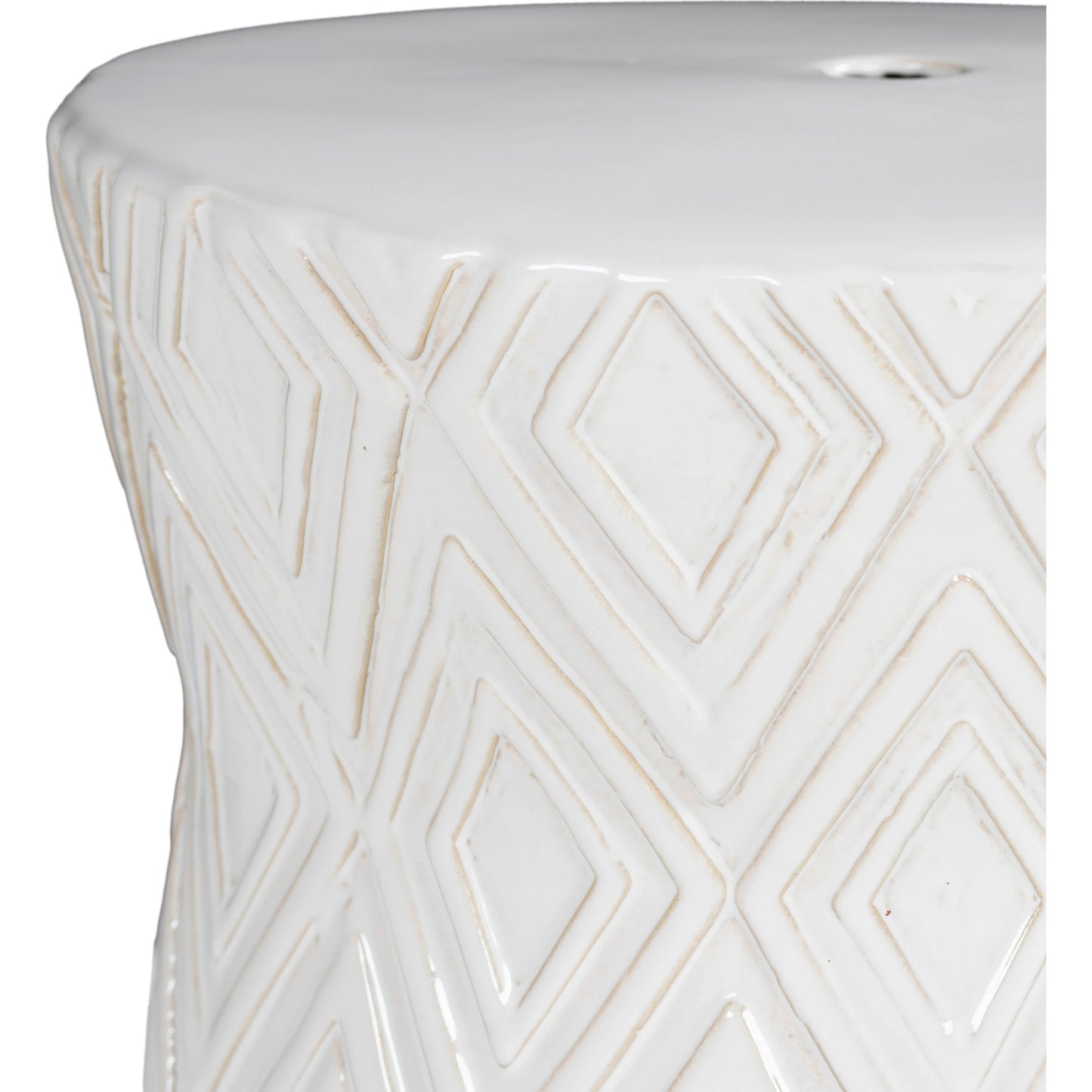 002 SI-1914454 | Closeup | Cali Indoor/Outdoor by Surya in white and glazedglazed. Made from top: ceramic, base: ceramic in a modern style.