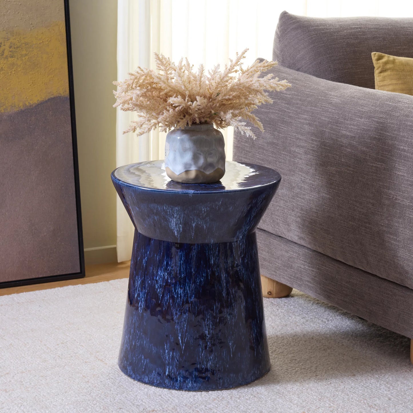 002 SI-2526487 | Lifestyle | Anne Garden Stool by HedgeApple Essentials in blue. Made from ceramic in a eclectic & global style.