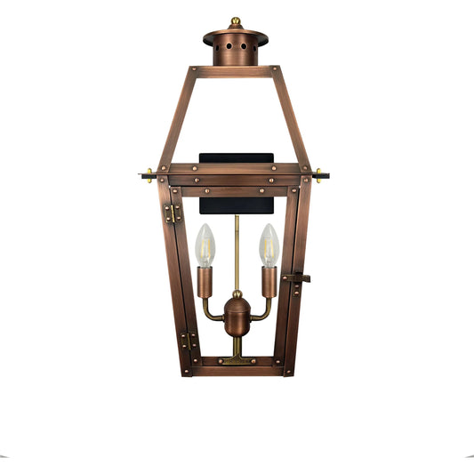 Acadiana Lantern by Primo Lighting in aged copper. Made from copper in a cottage & farmhouse style.