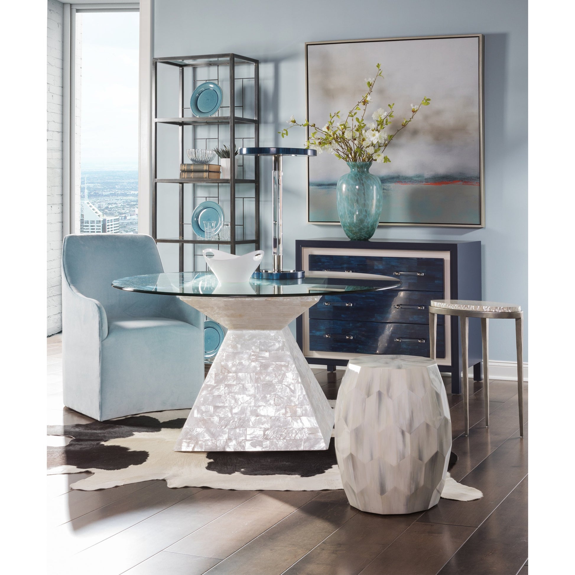Bello Drum Table by Artistica Home in white, gray bone. Made from unique in a modern style.