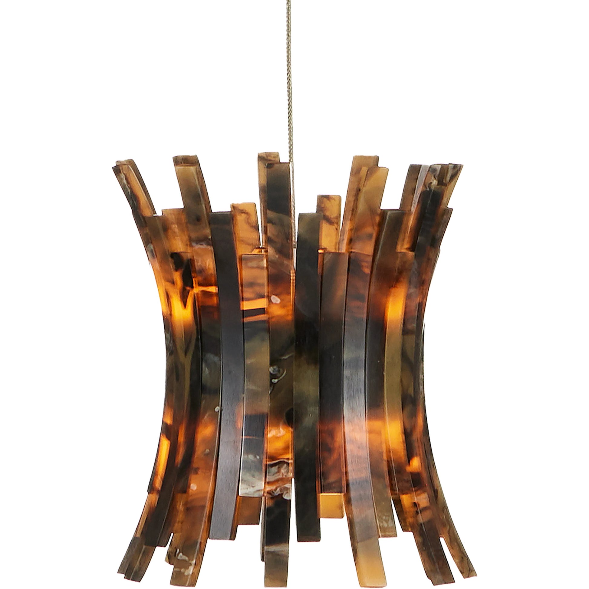 Alsop Rectangular 7-Light Multi-Drop Pendant by Currey and Company in brown, black, silver. Made from composite in a modern style.