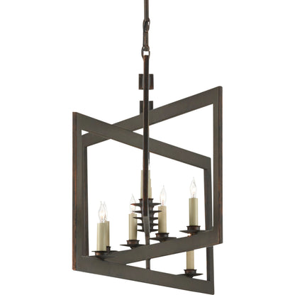 Middleton Rectangular Chandelier by Currey and Company. Made from wrought iron in a modern style.