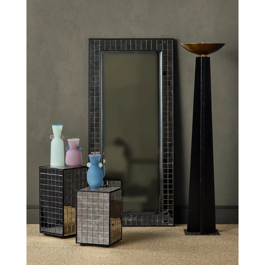 Vassily Vases Set by Currey and Company in light purple, light blue, dark blue. Made from glass in a unique style.