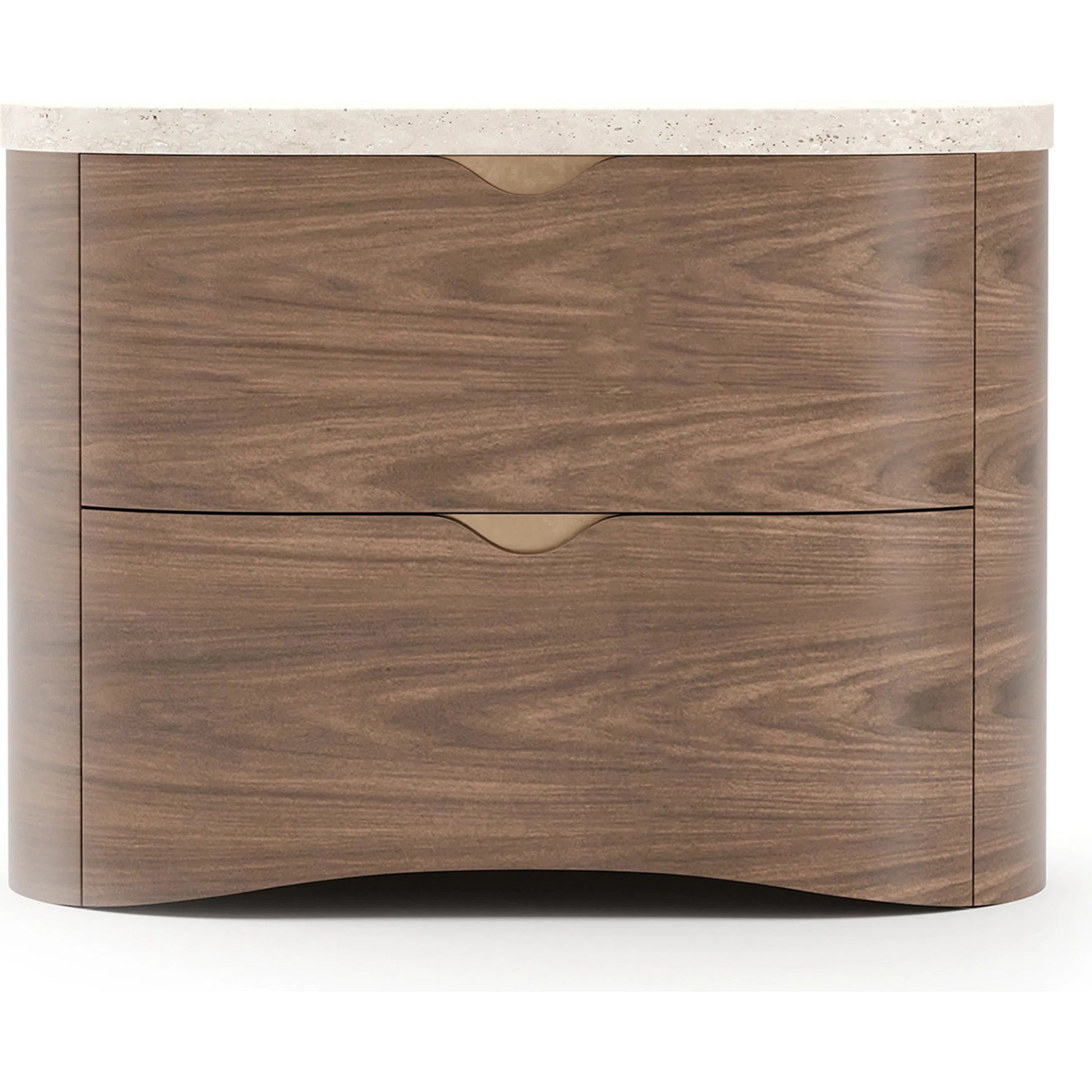 Fleur Nightstand by Caracole in gold and porcini. Made from stone in a transitional style.