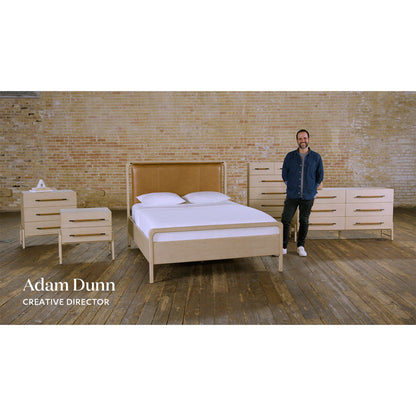 Rosedale 6 Drawer Tall Dresser by Four Hands. Made from oak veneer, top grain leather in a modern style.
