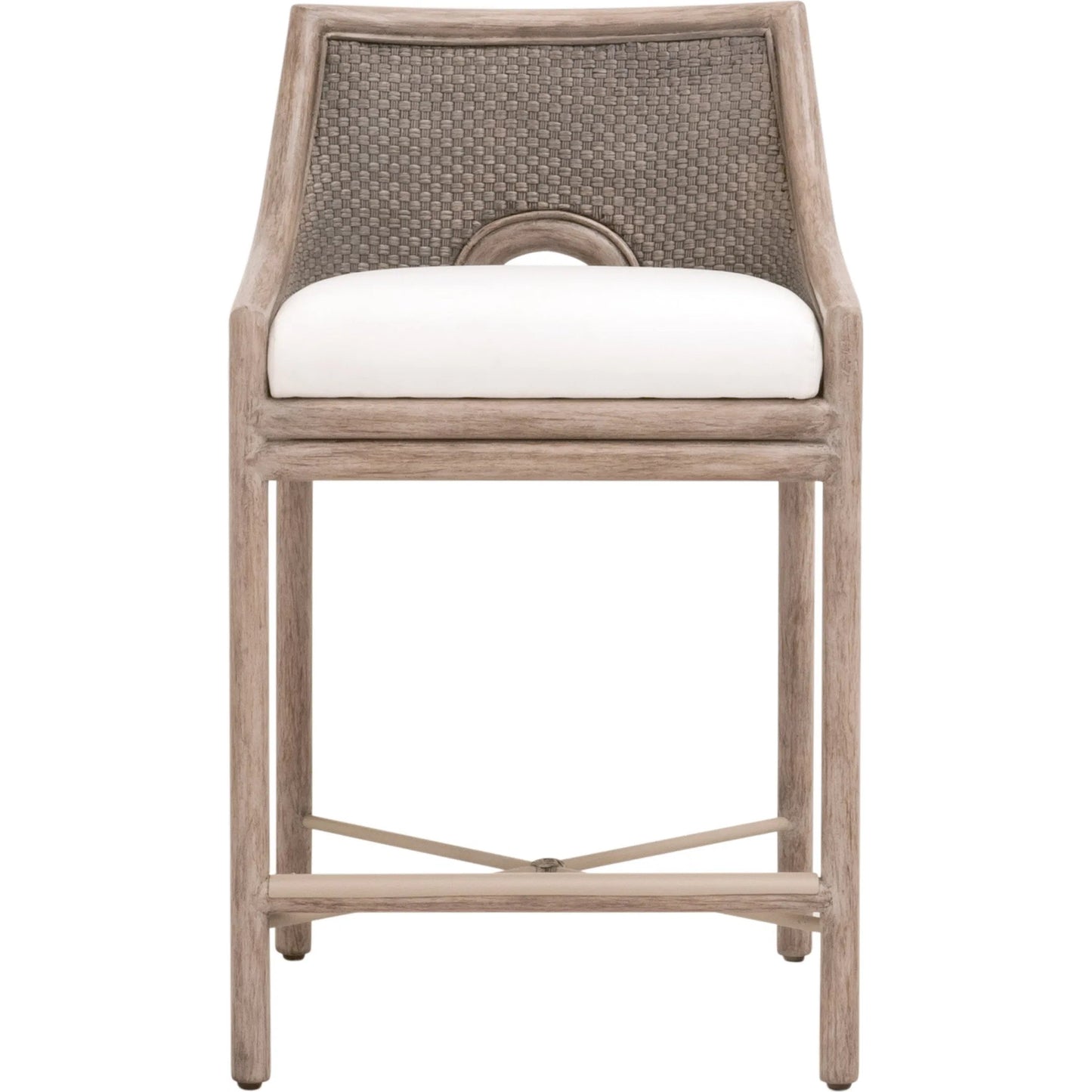 002 SI-2292615 | Additional Silo | Adamo Counter Stool by Essentials For Living in french gray cabana loom, livesmart peyton, pearl, french gray mahogany. Made from solid mahogany wood, cabana loom, metal in a transitional style.