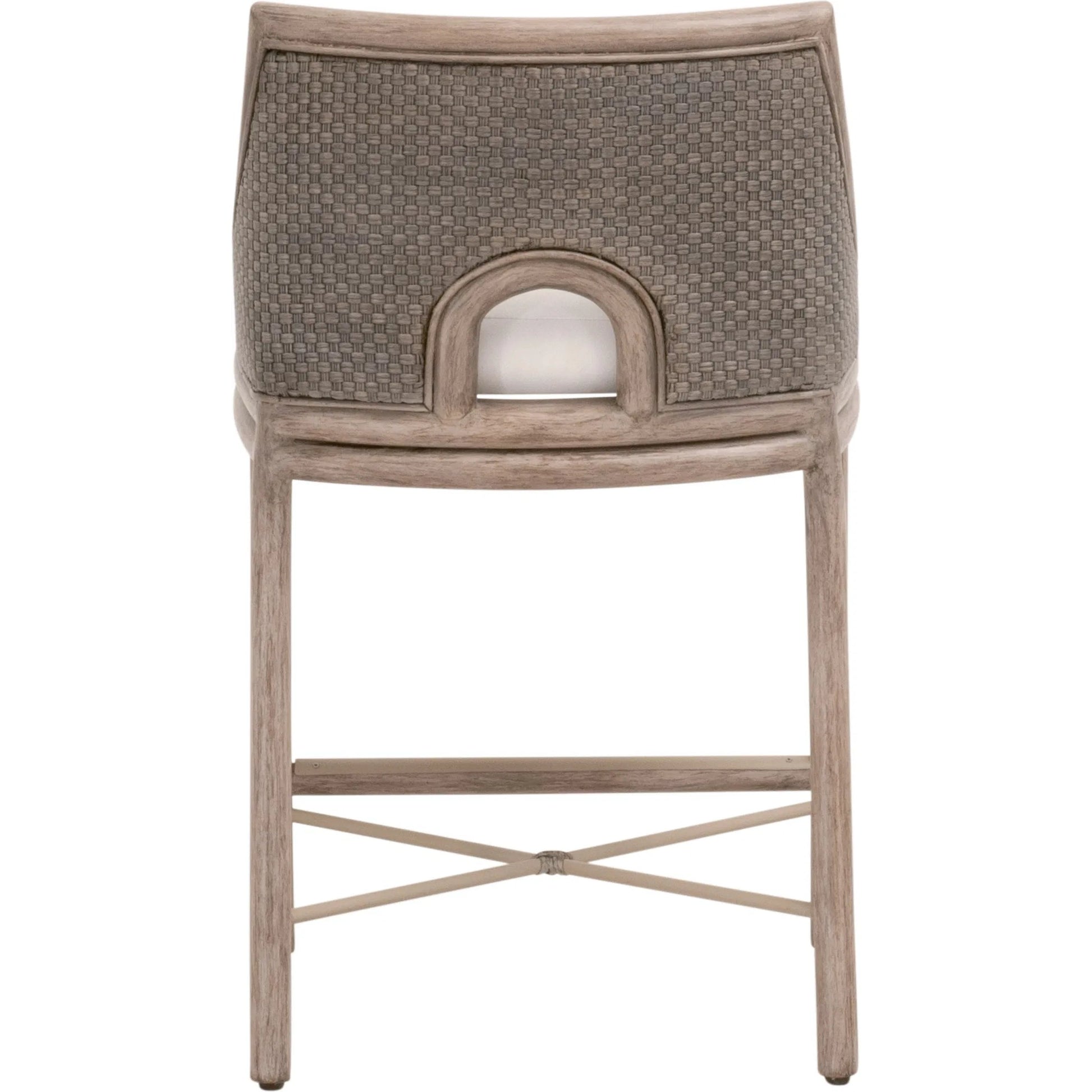 Adamo Counter Stool by Essentials For Living in french gray cabana loom, livesmart peyton, pearl, french gray mahogany. Made from solid mahogany wood, cabana loom, metal in a transitional style.