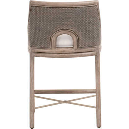 Adamo Counter Stool by Essentials For Living in french gray cabana loom, livesmart peyton, pearl, french gray mahogany. Made from solid mahogany wood, cabana loom, metal in a transitional style.