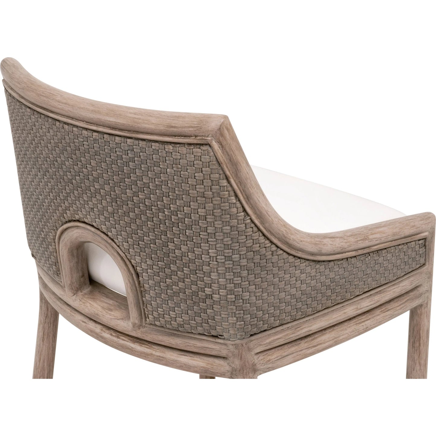 006 SI-2292615 | Closeup | Adamo Counter Stool by Essentials For Living in french gray cabana loom, livesmart peyton, pearl, french gray mahogany. Made from solid mahogany wood, cabana loom, metal in a transitional style.