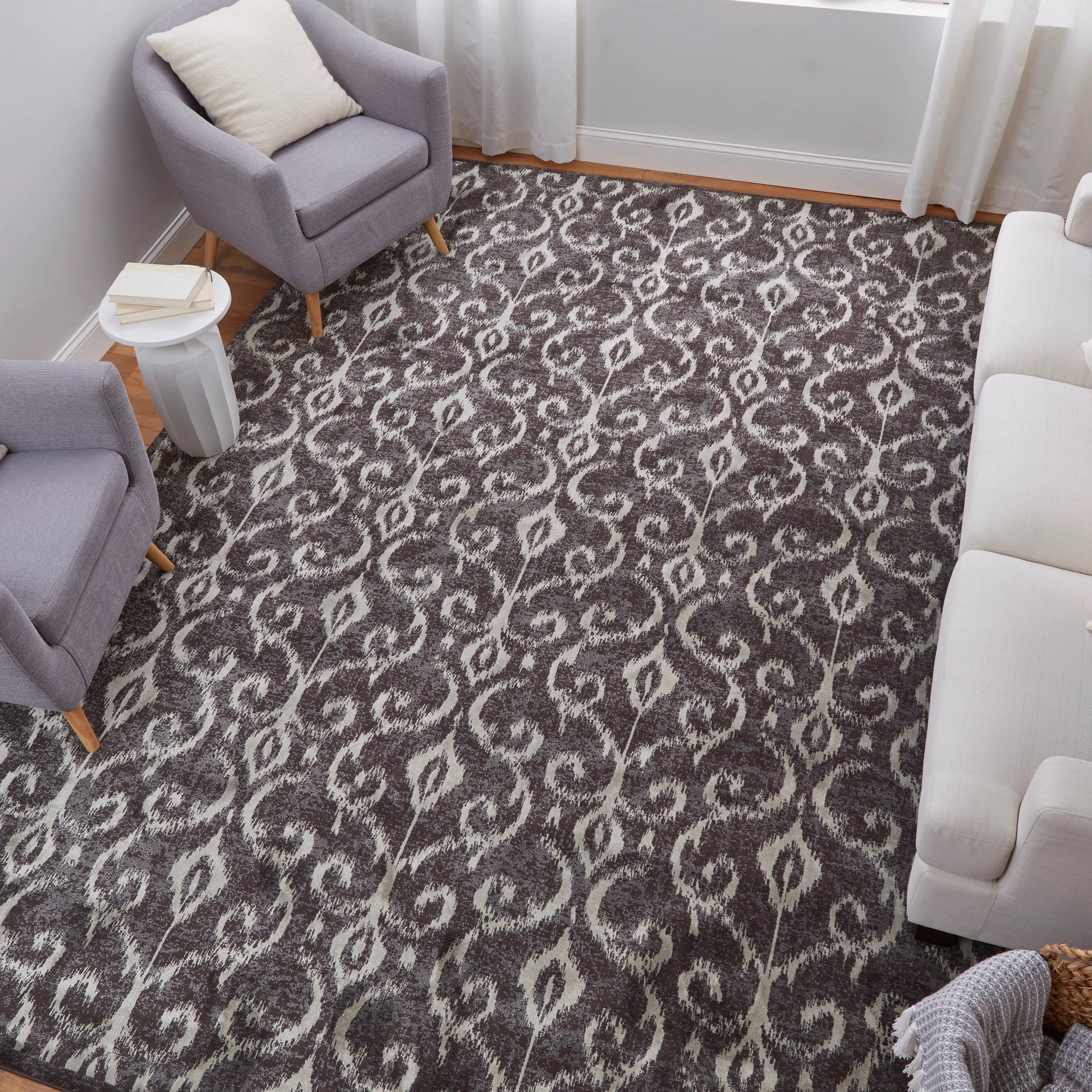 Azeri Transitional Damask Rug - 3842F by Feizy in gray, taupe, ivory. Made from wool, viscose in a unique style.