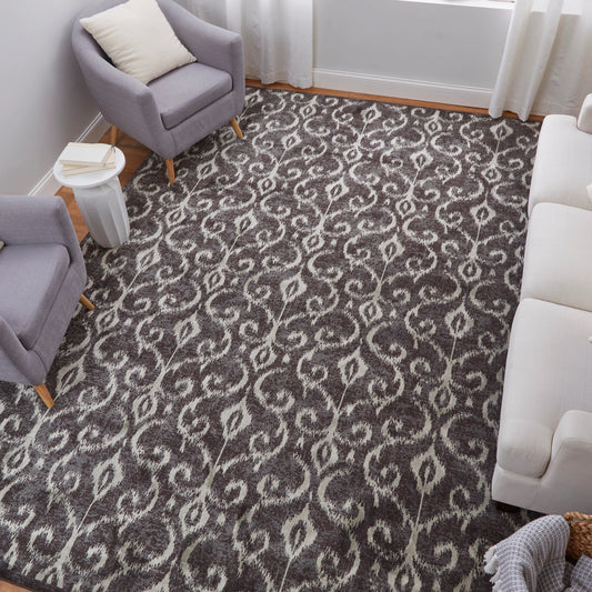 Azeri Transitional Damask Rug - 3842F by Feizy in gray, taupe, ivory. Made from wool, viscose in a unique style.