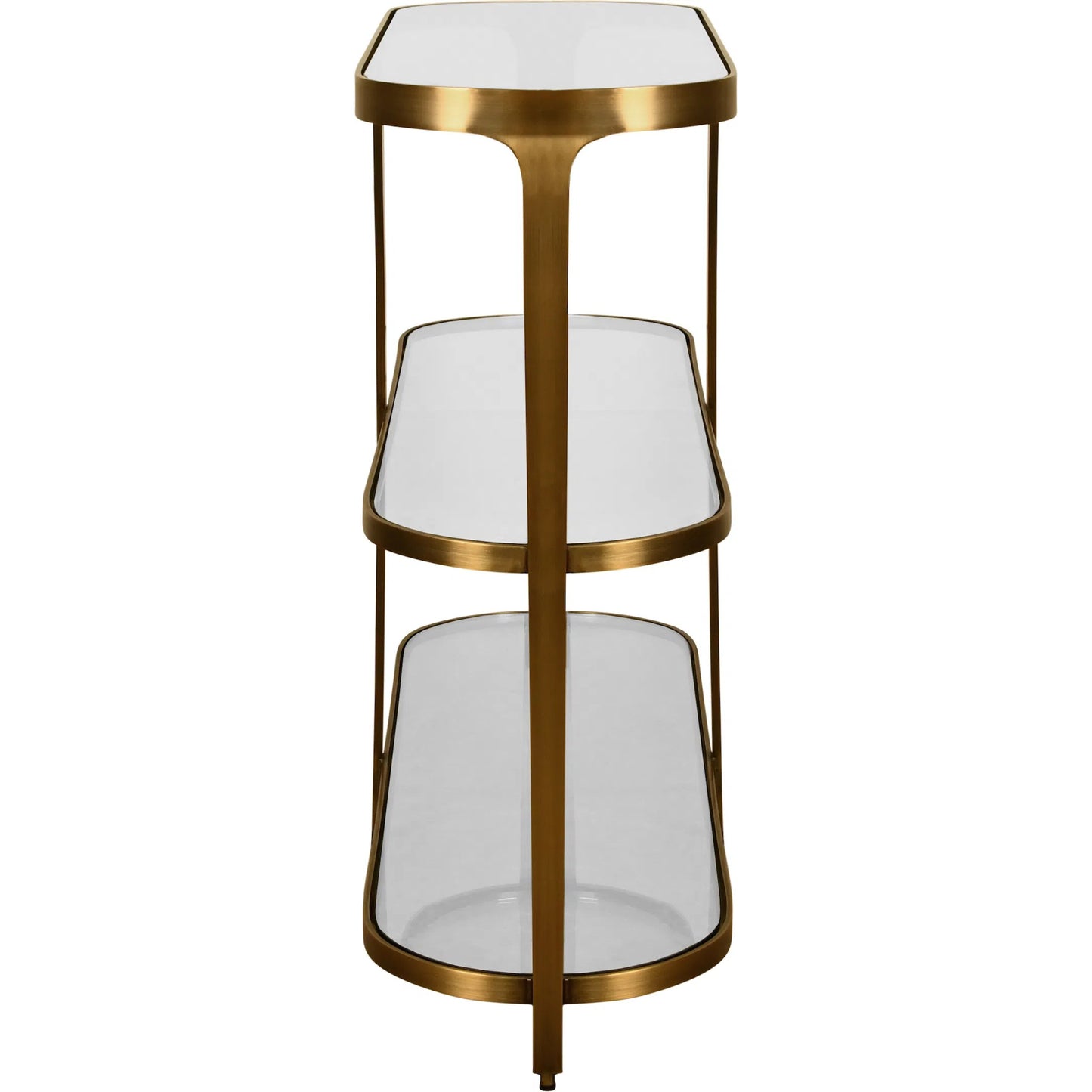003 SI-2538630 | Additional Silo | Addison Three Tier Glass Top Racetrack Console by Worlds Away in antique brass. Made from unique in a unique style.