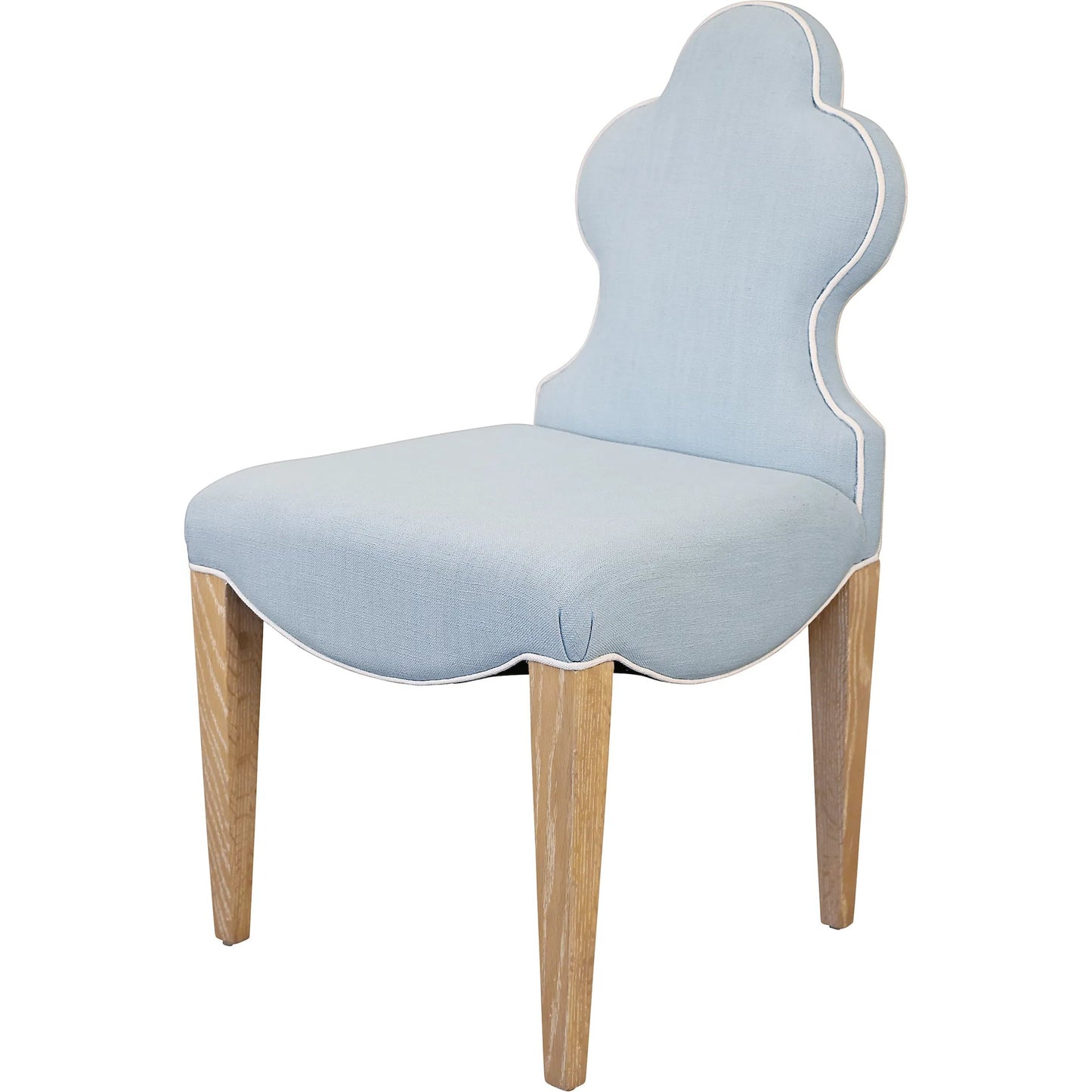 001 SI-2538631 | Primary Silo | Adelaide Clover Back Dining Chair by Worlds Away in performance light blue linen. Made from unique in a unique style.