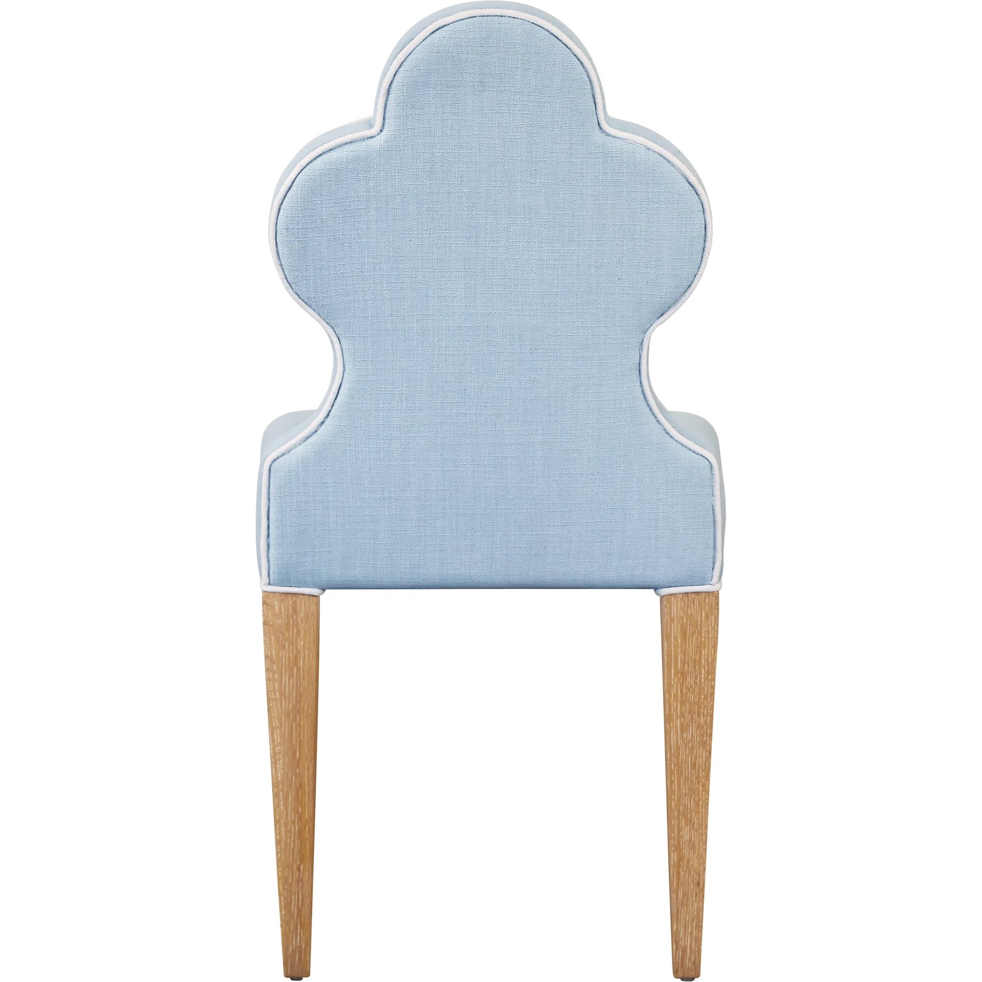 Adelaide Clover Back Dining Chair by Worlds Away in performance light blue linen. Made from unique in a unique style.