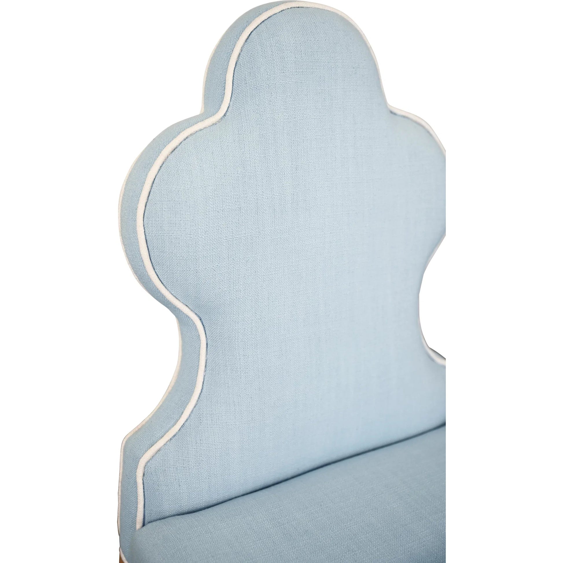 Adelaide Clover Back Dining Chair by Worlds Away in performance light blue linen. Made from unique in a unique style.