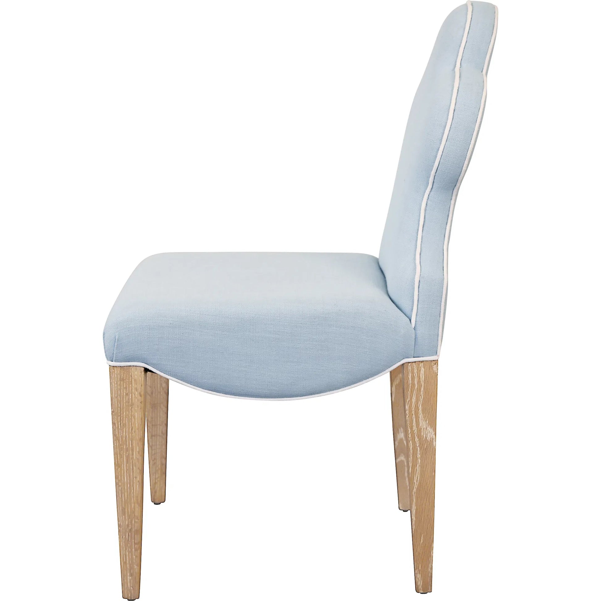 Adelaide Clover Back Dining Chair by Worlds Away in performance light blue linen. Made from unique in a unique style.