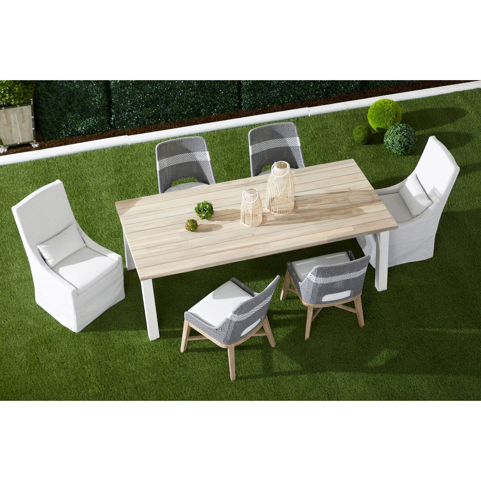 Adele Slipcover Dining Chair by Essentials For Living in gray, blanca. Made from solid teak, fabric in a transitional style.