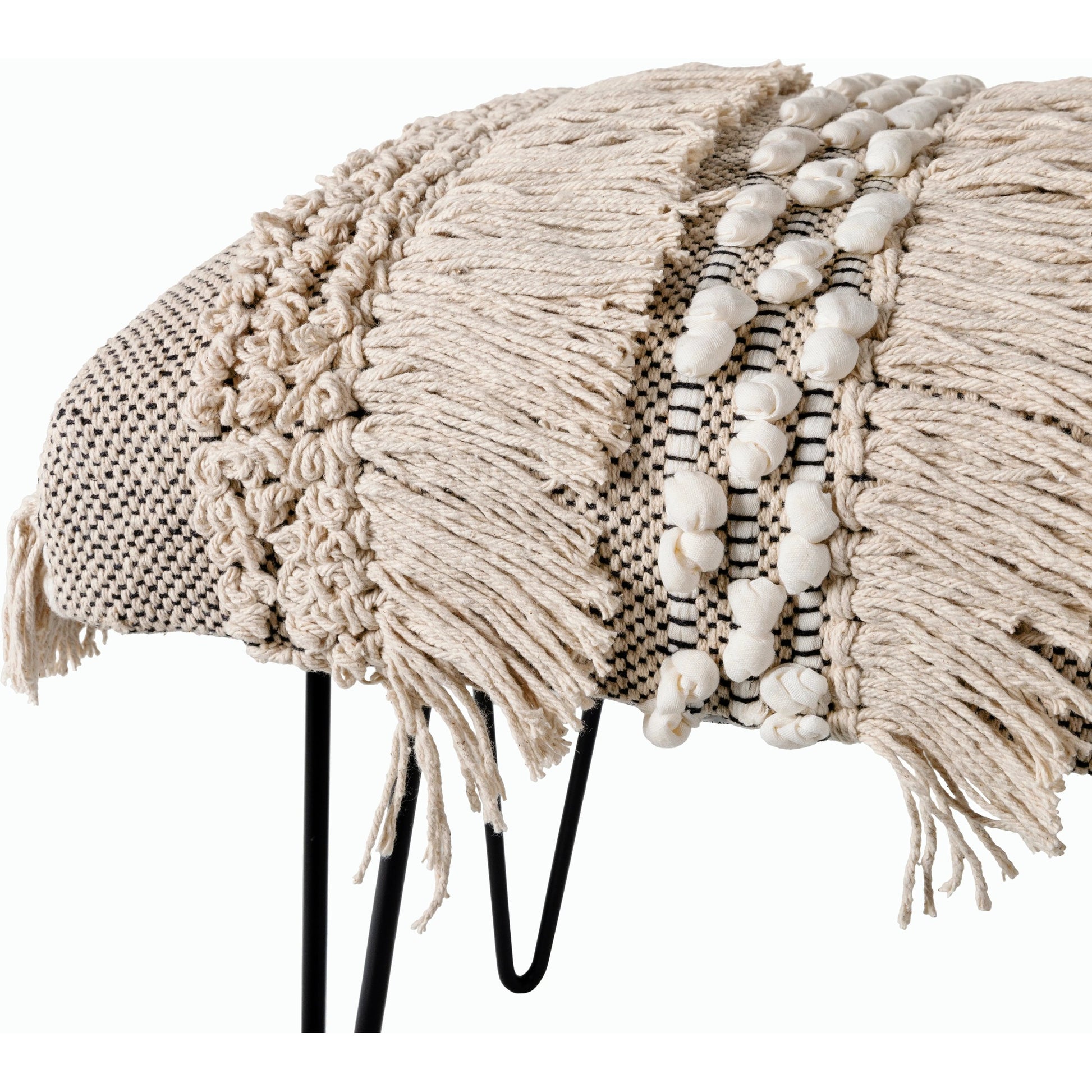 Adilah Bench - 31043 by Livabliss in top: cream, base: gold and powder coated. Made from top: cotton, base: metal in a modern style.